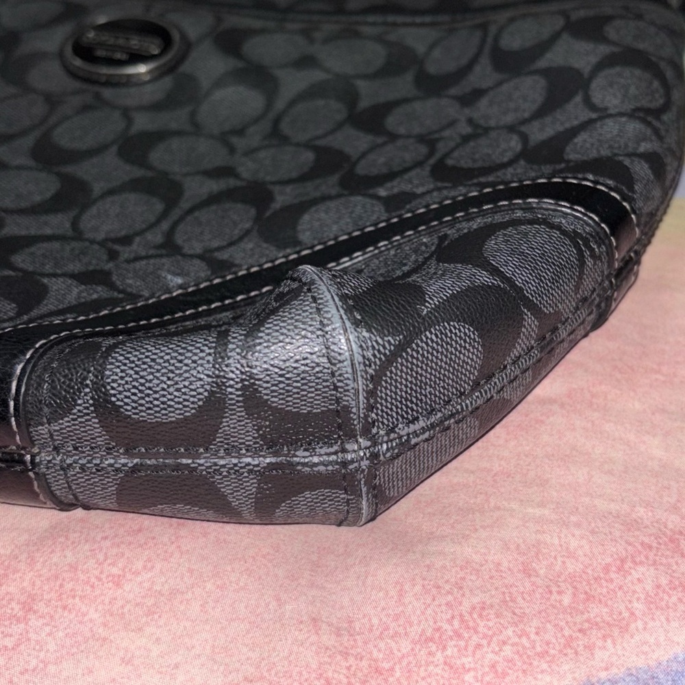 Coach Signature Crossbody F19823 Signature Shoulder Bag black gray - Picture 8 of 14